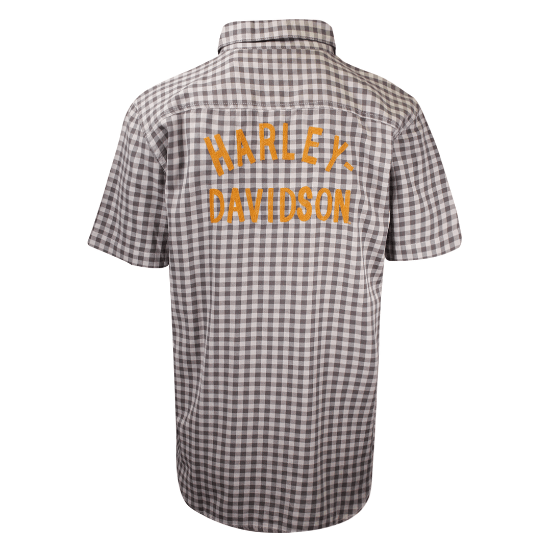 HD Branded Men's Grey Brown Plaid S/S Woven Shirt