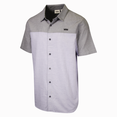 Vans Men's Grey Purple Two Tone Unity Blocked W Daybreak S/S Woven Shirt