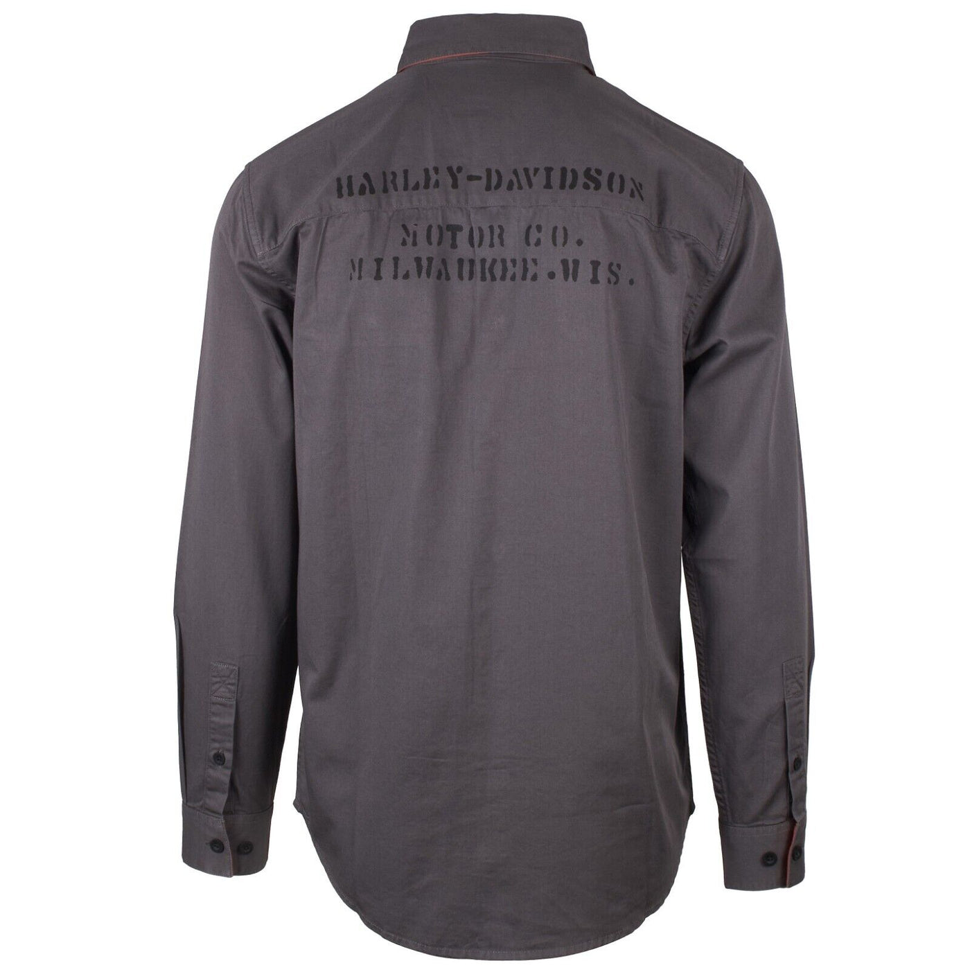 Harley-Davidson Men's Steel Blue Stencil L/S Woven Shirt (S46)