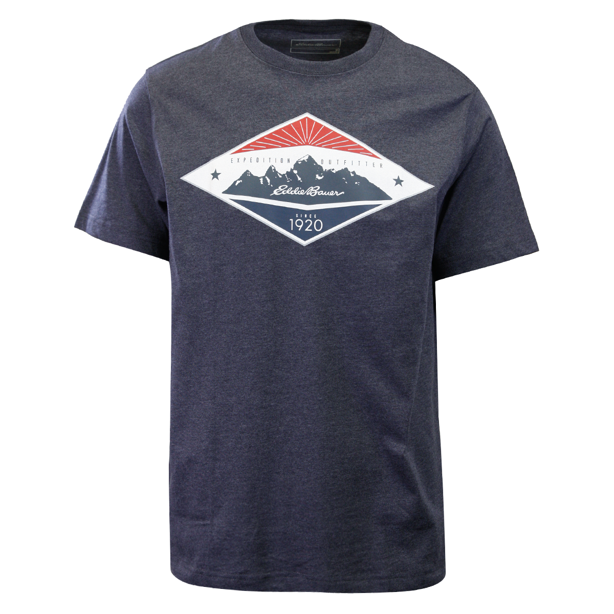 Eddie Bauer Men's 2 Pack Navy Graphic & Grey Crew S/S T-Shirt (S01)