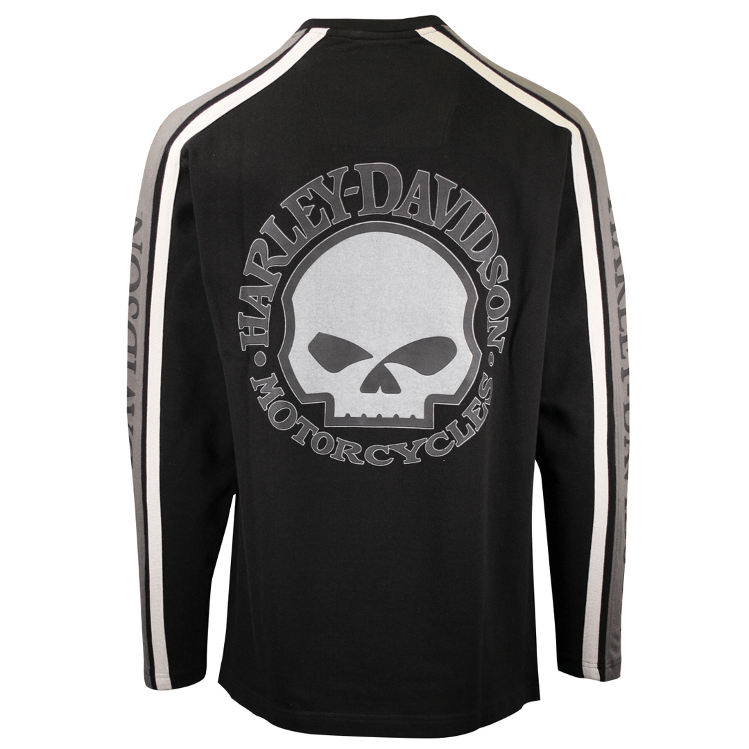 HD Branded Men's Black Grey Skull V-Neck L/S Sweater