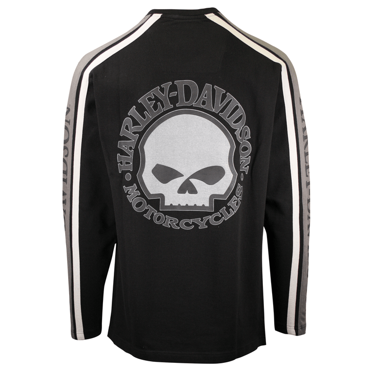 HD Branded Men's Black Grey Skull V-Neck L/S Sweater