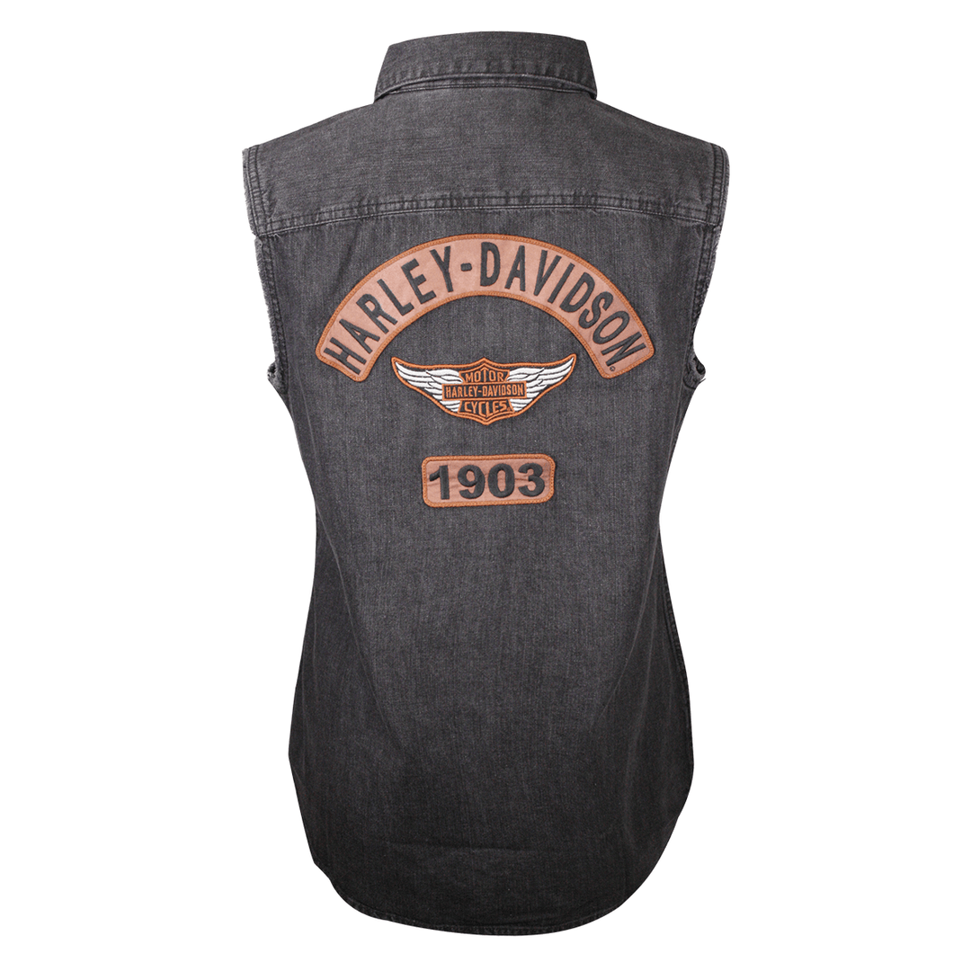 HD Branded Women's Charcoal Vest w/ Back Logo Sleeveless Vest