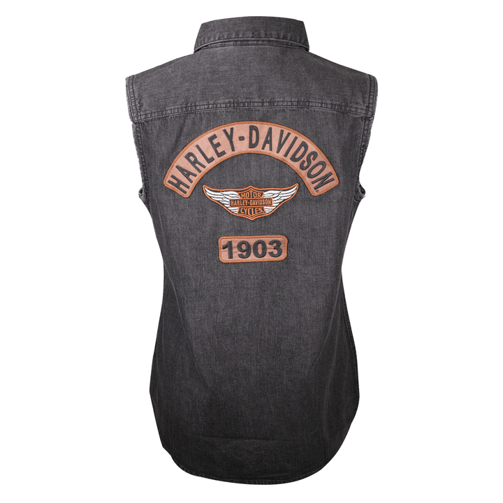 HD Branded Women's Charcoal Vest w/ Back Logo Sleeveless Vest