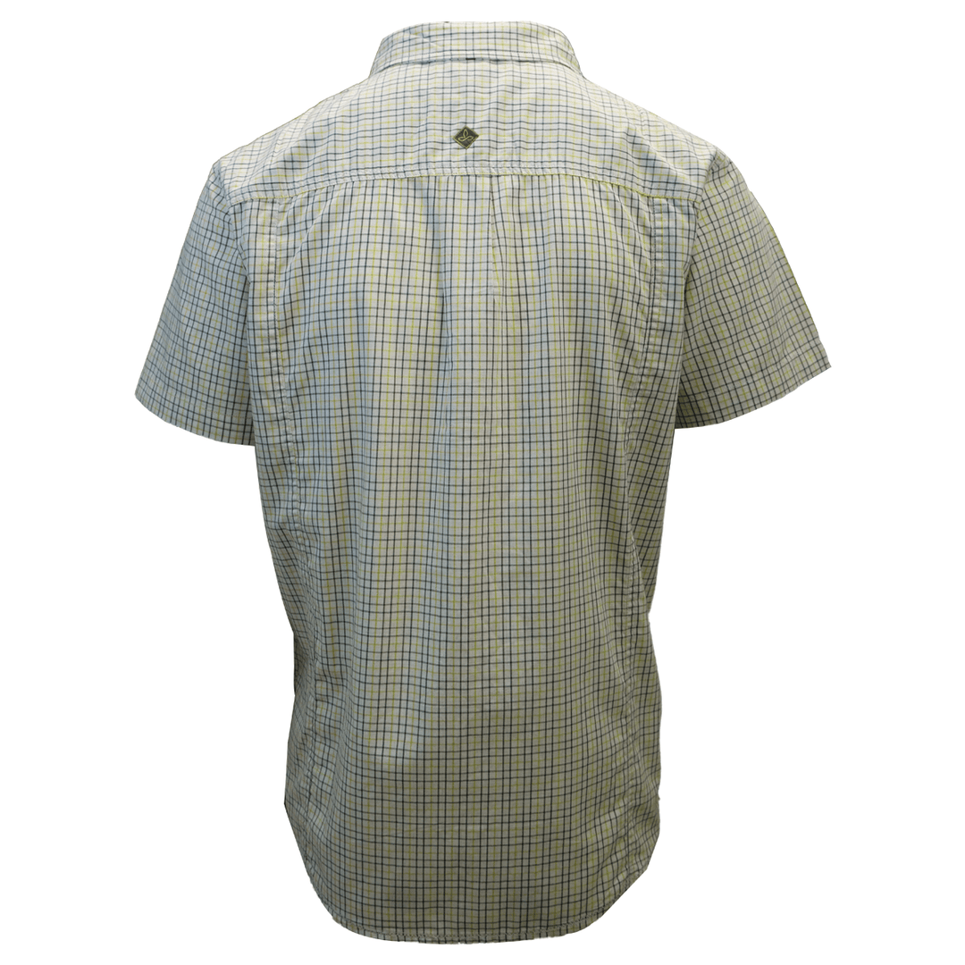 prAna Men's Chartreuse Green Box Plaid S/S Woven Shirt (Slim Fit) S01