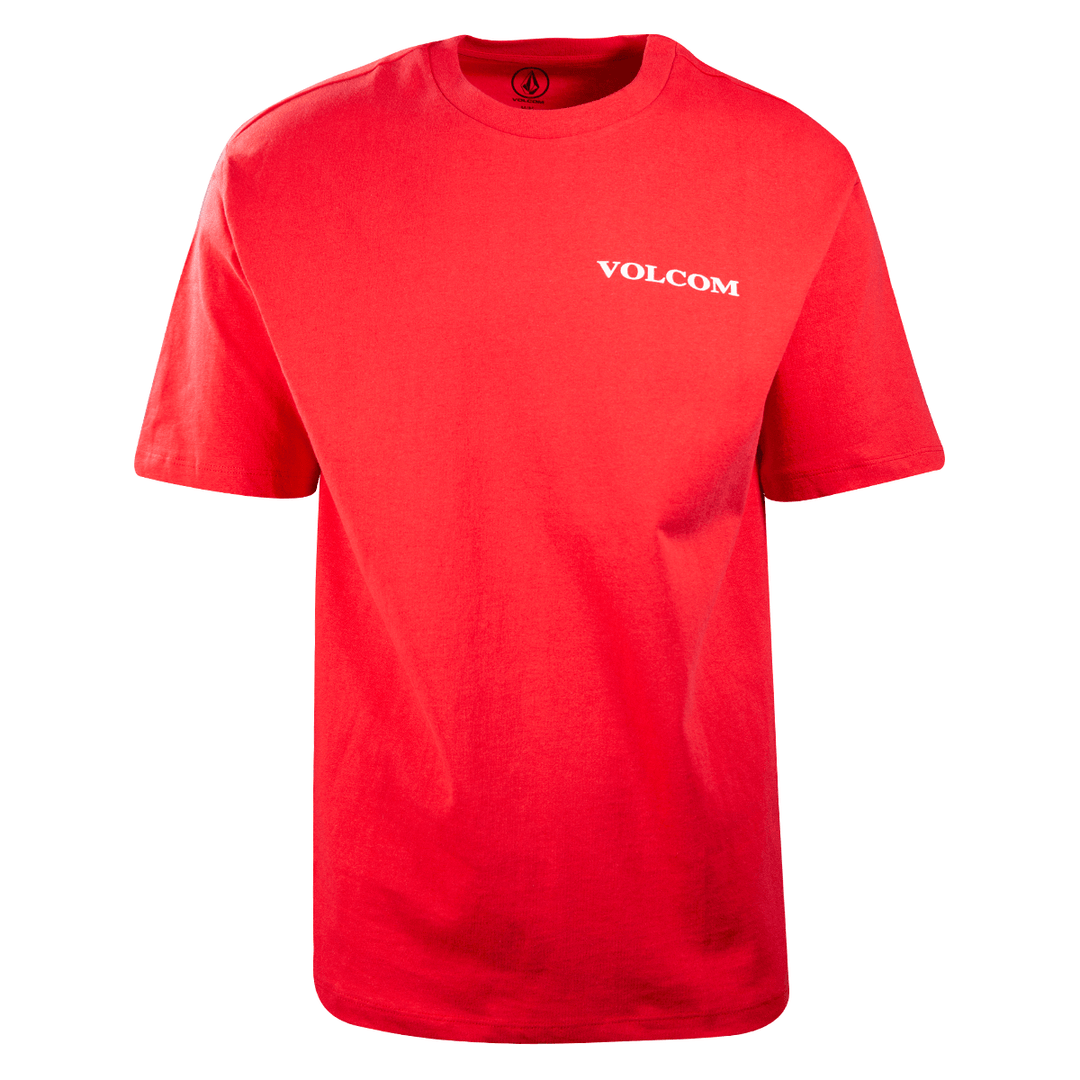 Volcom Men's Red Serif Stone Loose Fit S/S T-Shirt (S04)