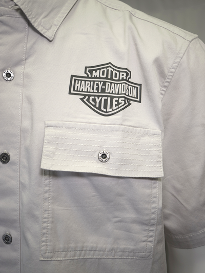 Harley-Davidson Men's Solid Light Grey S/S Woven Shirt (S03)
