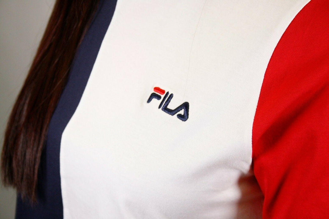 FILA Women's Navy Blue Three-Tone Cropped S/S T-Shirt (S03)