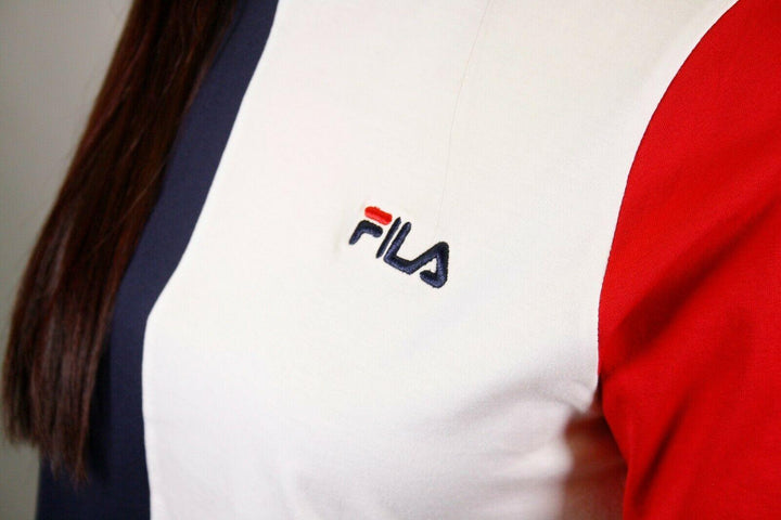 FILA Women's Navy Blue Three-Tone Cropped S/S T-Shirt (S03)