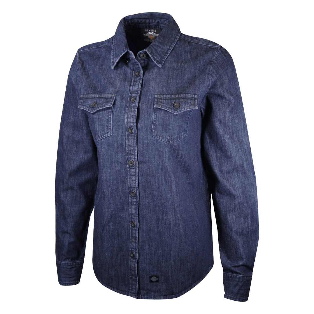 HD Branded Women's Navy Blue Denim L/S Woven Shirt (S03)