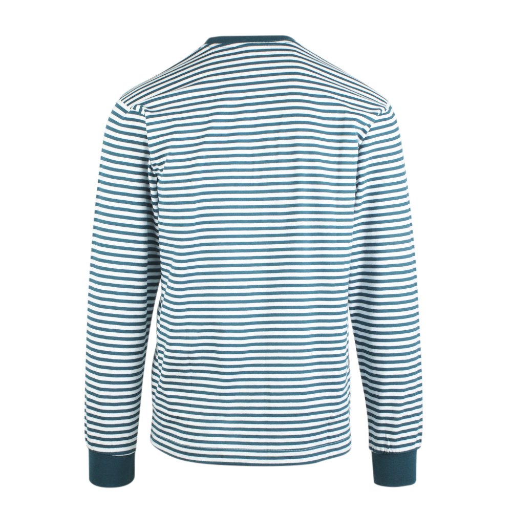 Obey Men's Deep Ocean Teal 89 Icon II Striped Crew Neck L/S T-Shirt