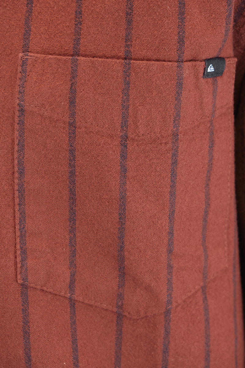 Quiksilver Men's Maroon Navy Striped L/S Flannel Shirt (S12)