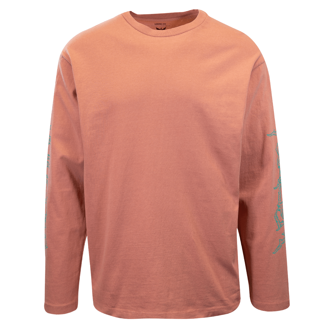Volcom Men's Salmon Pink Remote Chronicles Loose Fit L/S T-Shirt (S01)