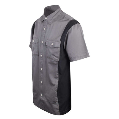 Harley-Davidson Men's Grey Black Vertical Tone Staple S/S Woven Shirt (S37B)