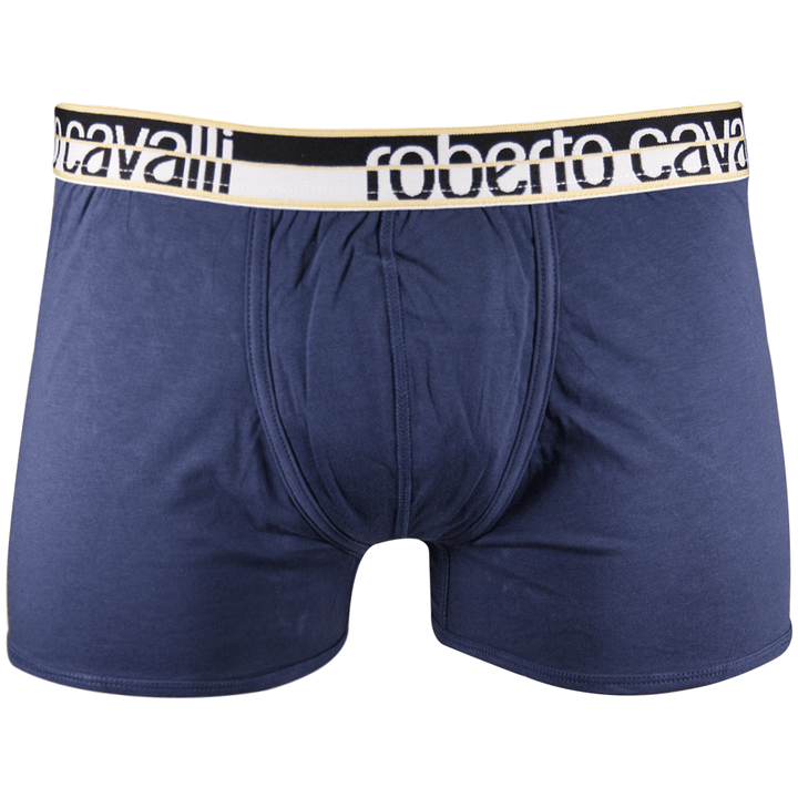 Roberto Cavalli Men's Single Pack Blue Stretch Boxer Briefs