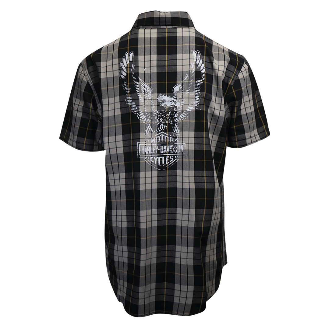 HD Branded Men's Navy Grey Yellow S/S Woven Shirt (S02)