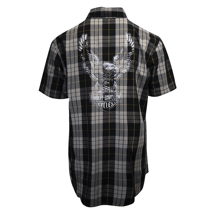 HD Branded Men's Navy Grey Yellow S/S Woven Shirt (S02)