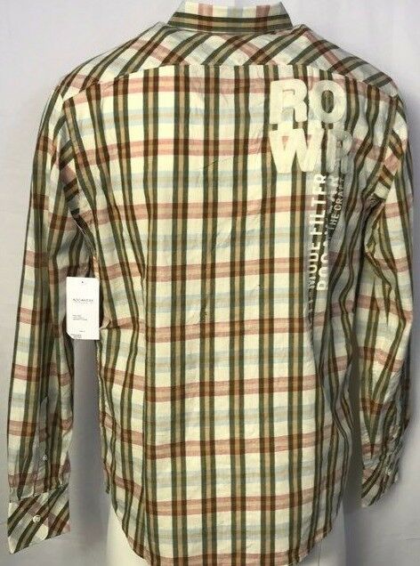 Rocawear Men's Linen Blend Vanilla Checked L/S Woven Shirt (Retail $50) Size Small