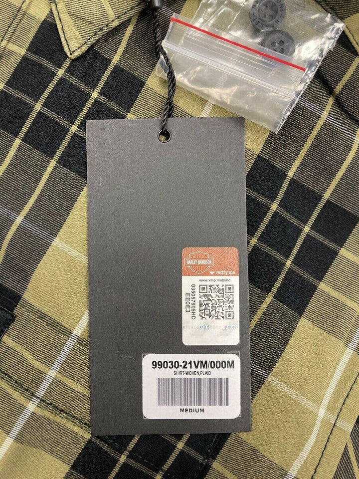 HD Branded Men's Metallic Sunburst Green Plaid S/S Woven Shirt (S10)