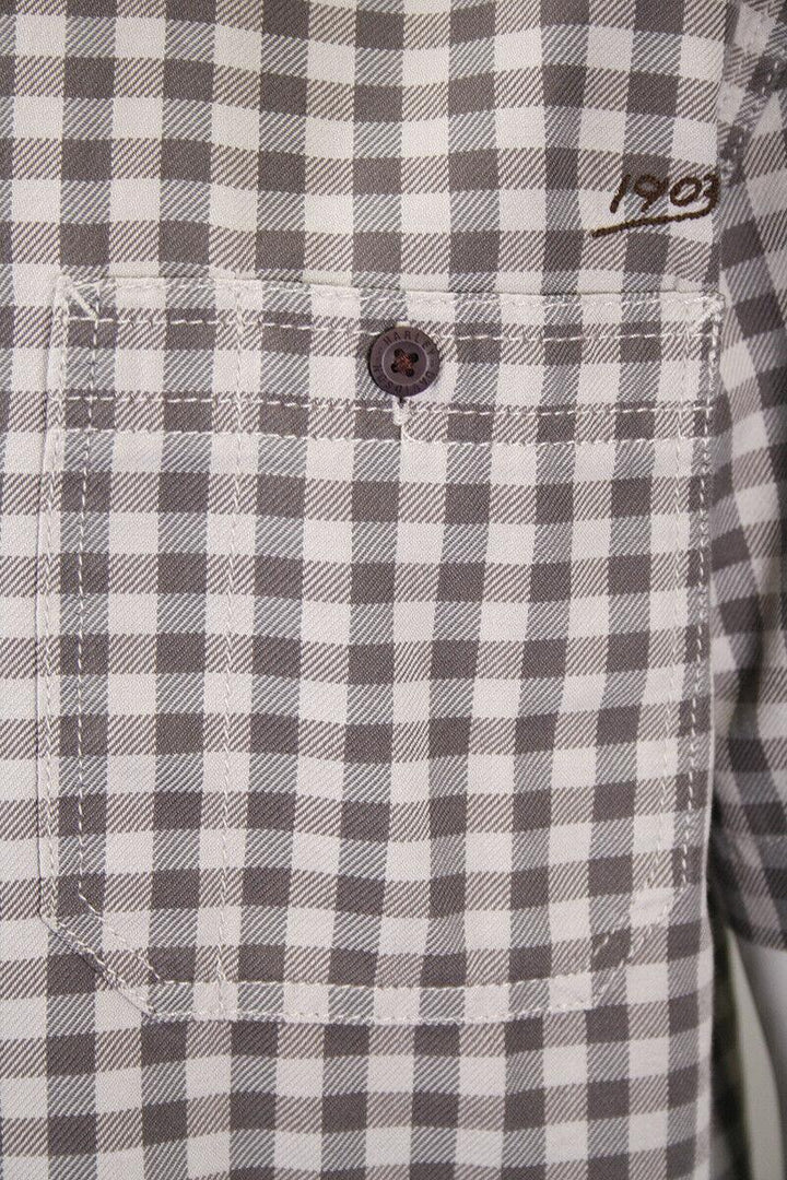 HD Branded Men's Grey Brown Plaid S/S Woven Shirt