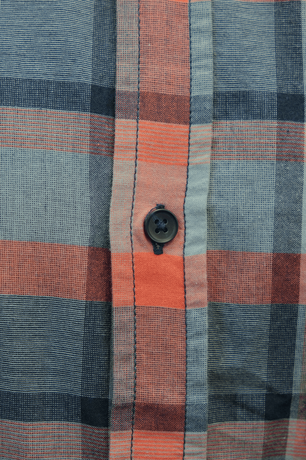 prAna Men's Bright Coral Orange Grey Black Box Plaid Benton S/S Woven Shirt S08