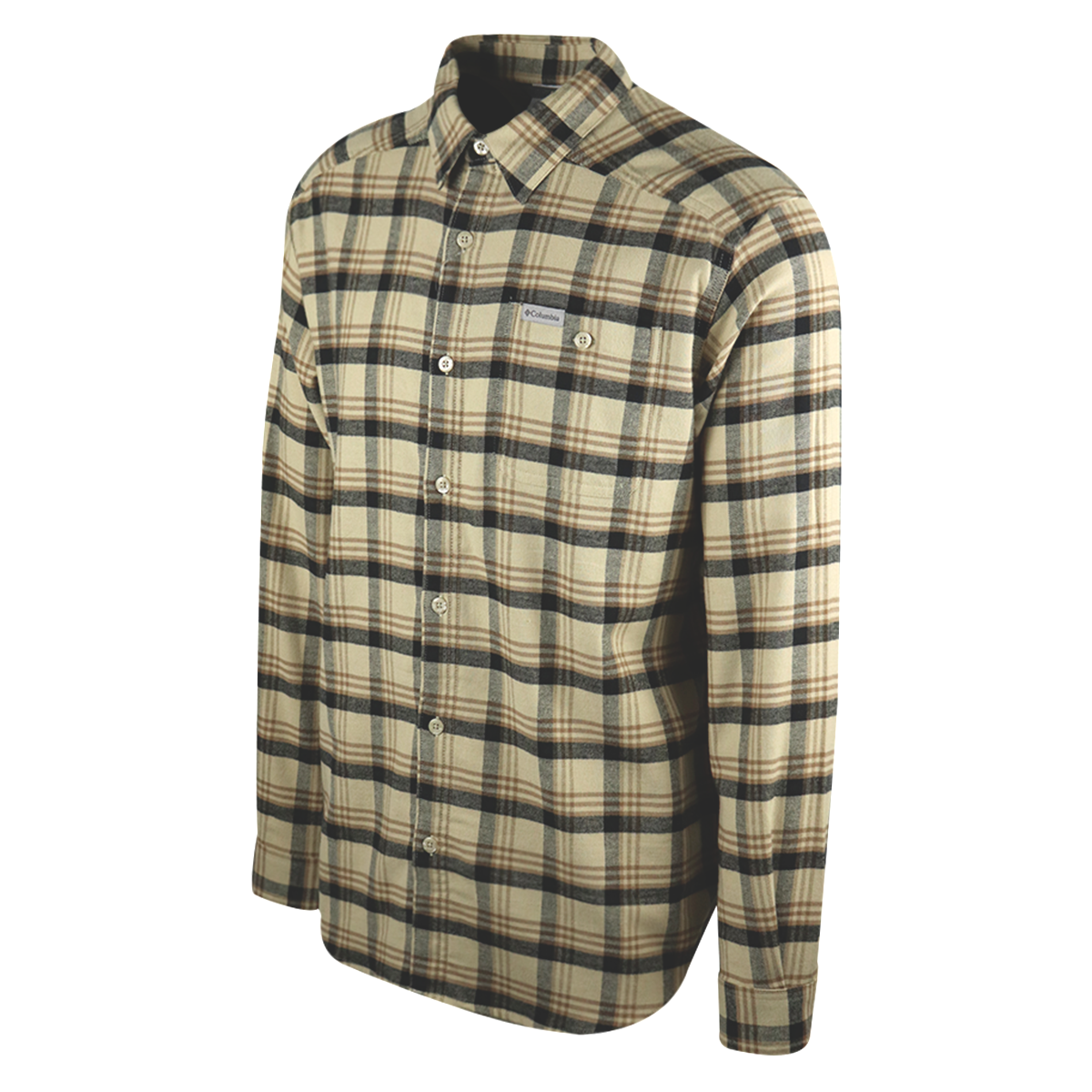 Columbia Men's Beige Brown Black Plaid Cornell Woods L/S Flannel Shirt (272)