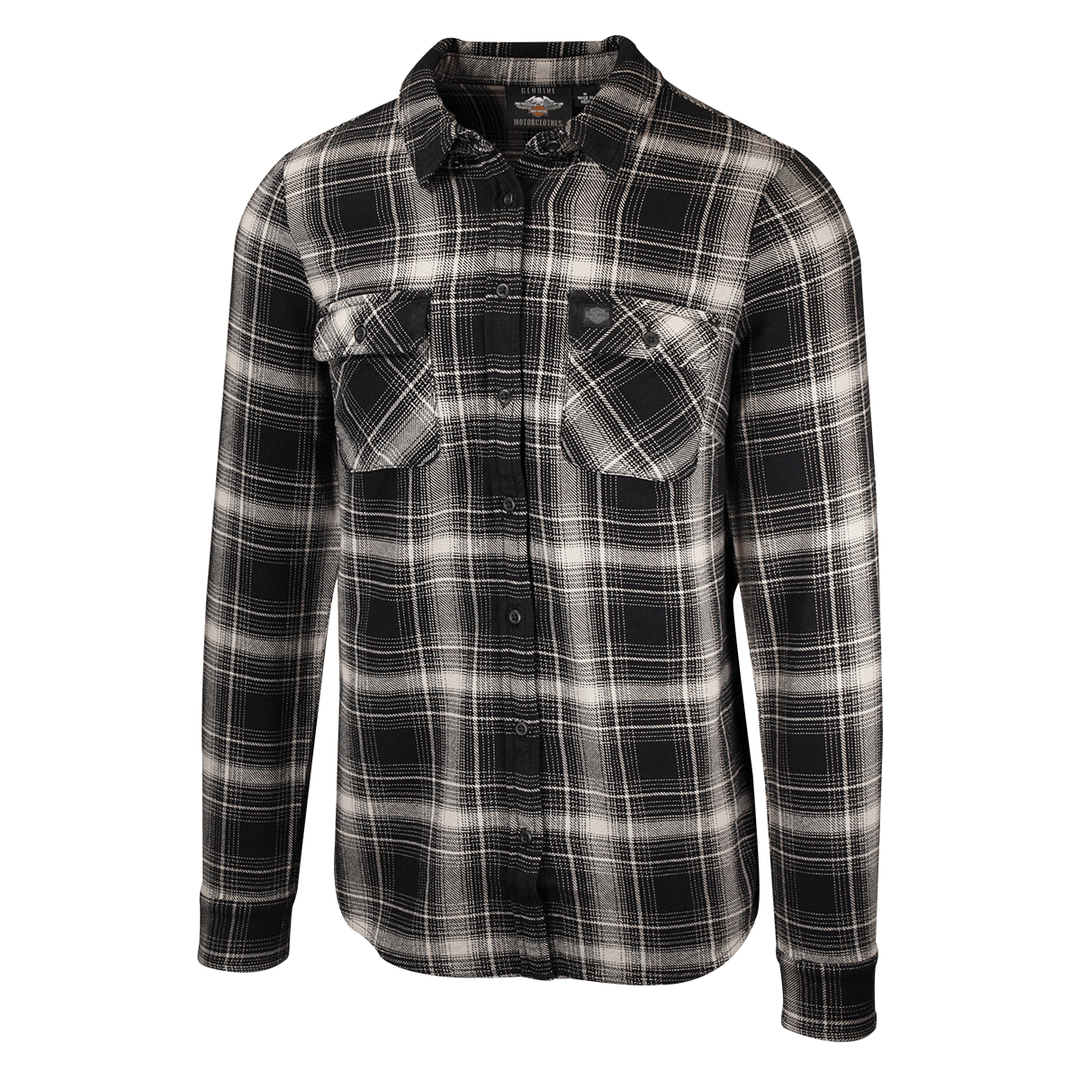 HD Branded Men's Sage Grey Black Plaid L/S Woven Shirt (S14)