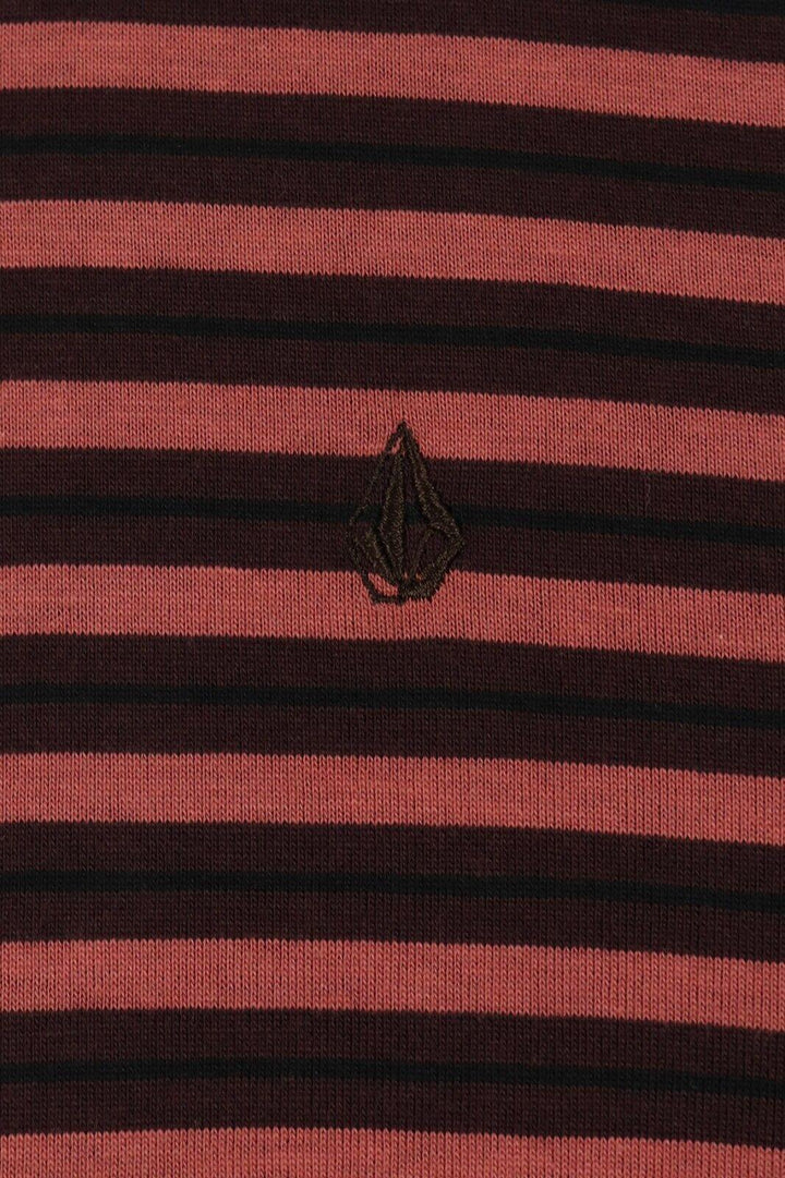 Volcom Girl's Merlot Red & Blush Pink Striped L/S T-Shirt (S03)