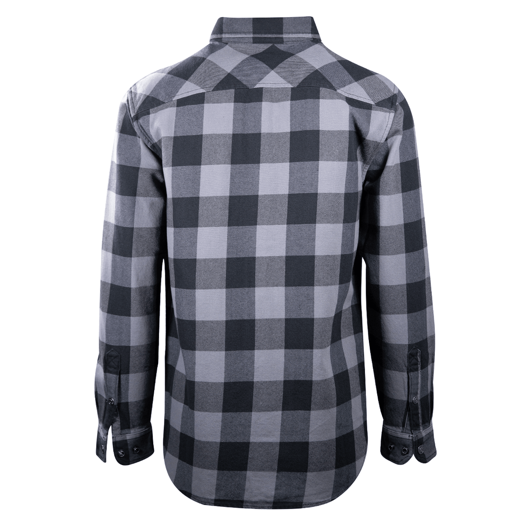 HD Branded Men's Blue Grey Black Plaid Snap On Button L/S Woven Shirt (S16)