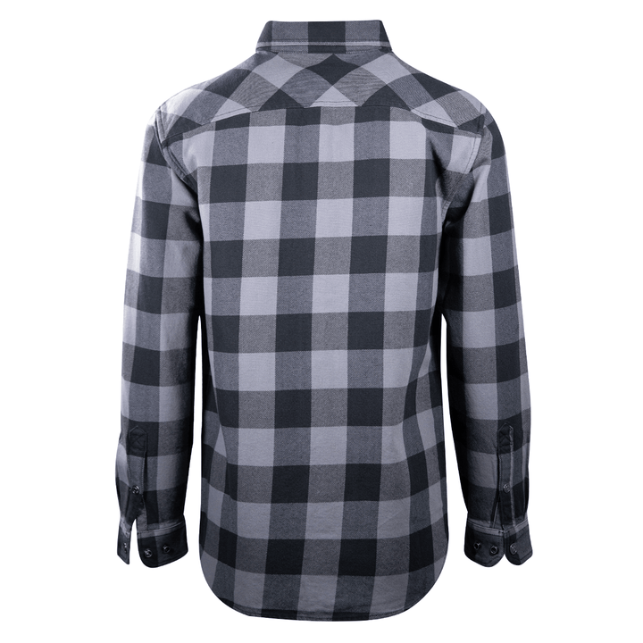 HD Branded Men's Blue Grey Black Plaid Snap On Button L/S Woven Shirt (S16)