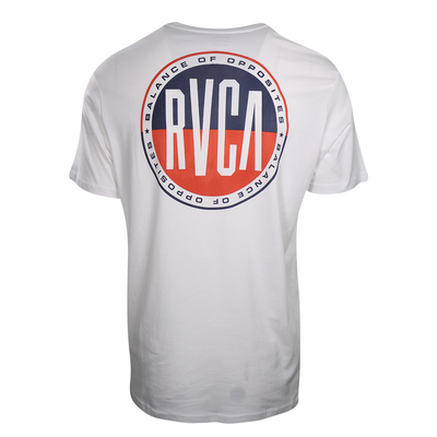 RVCA Men's White Navy Red Circle Regular Fit S/S T-Shirt (S15)