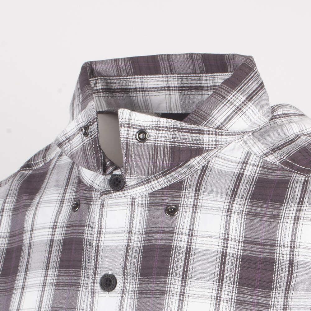 HD Branded Men's Purple White Plaid Amplifier S/S Woven Shirt (S34)