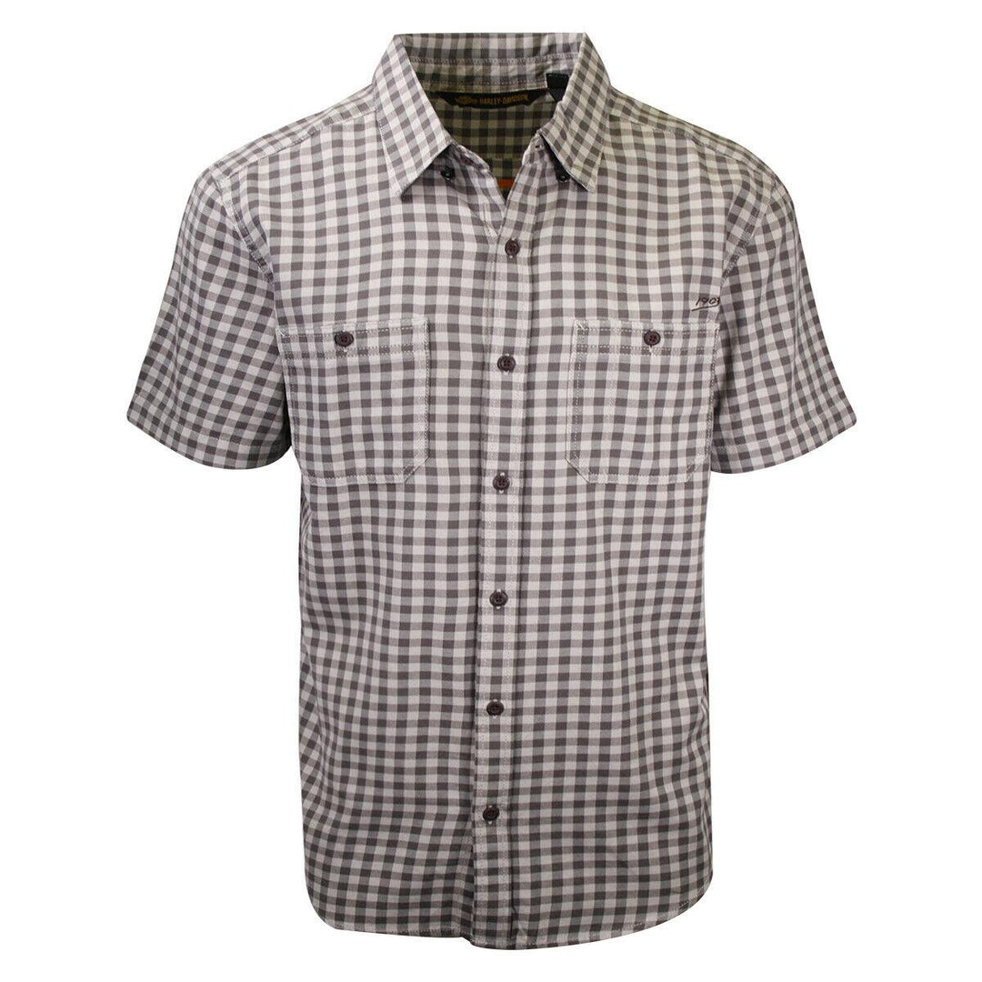 HD Branded Men's Grey Brown Plaid S/S Woven Shirt