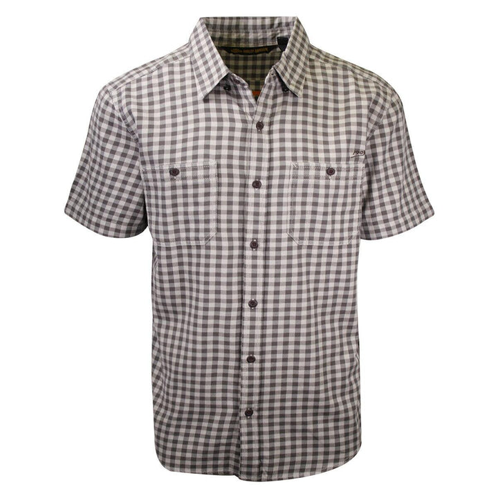 HD Branded Men's Grey Brown Plaid S/S Woven Shirt