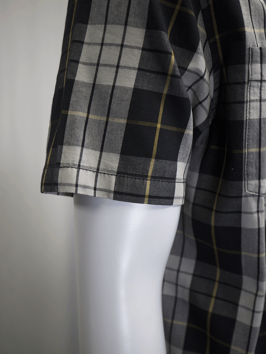 HD Branded Men's Navy Grey Yellow S/S Woven Shirt (S02)