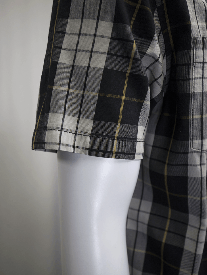 HD Branded Men's Navy Grey Yellow S/S Woven Shirt (S02)