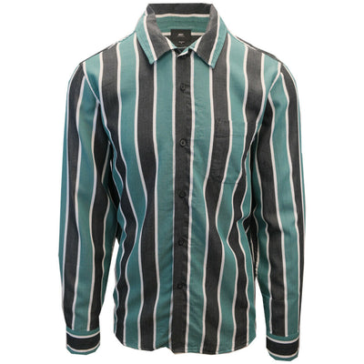 OBEY Men's Black & Green Wicker Stripe Camp L/S Shirt (S16)