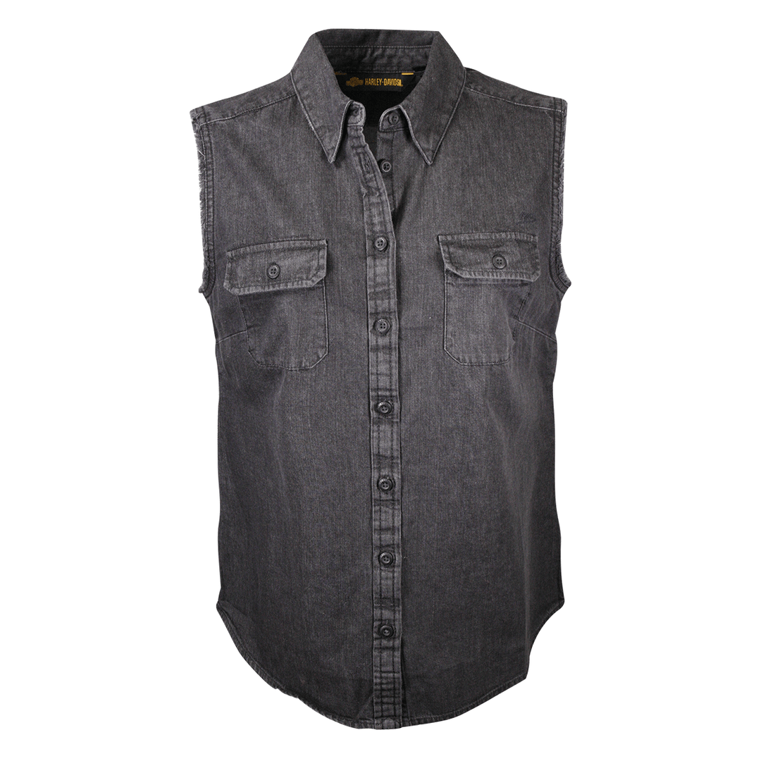 HD Branded Women's Charcoal Vest w/ Back Logo Sleeveless Vest