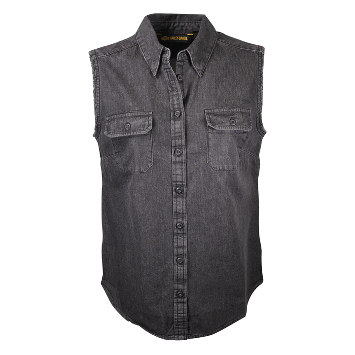 HD Branded Women's Charcoal Vest w/ Back Logo Sleeveless Vest