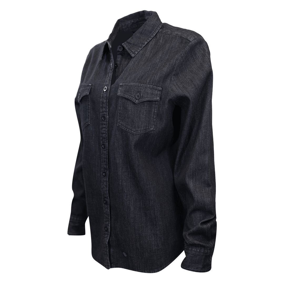 HD Branded Women's Grey Denim L/S Woven Shirt (S05)