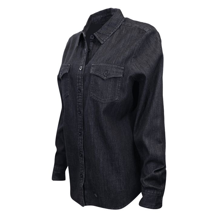 HD Branded Women's Grey Denim L/S Woven Shirt (S05)