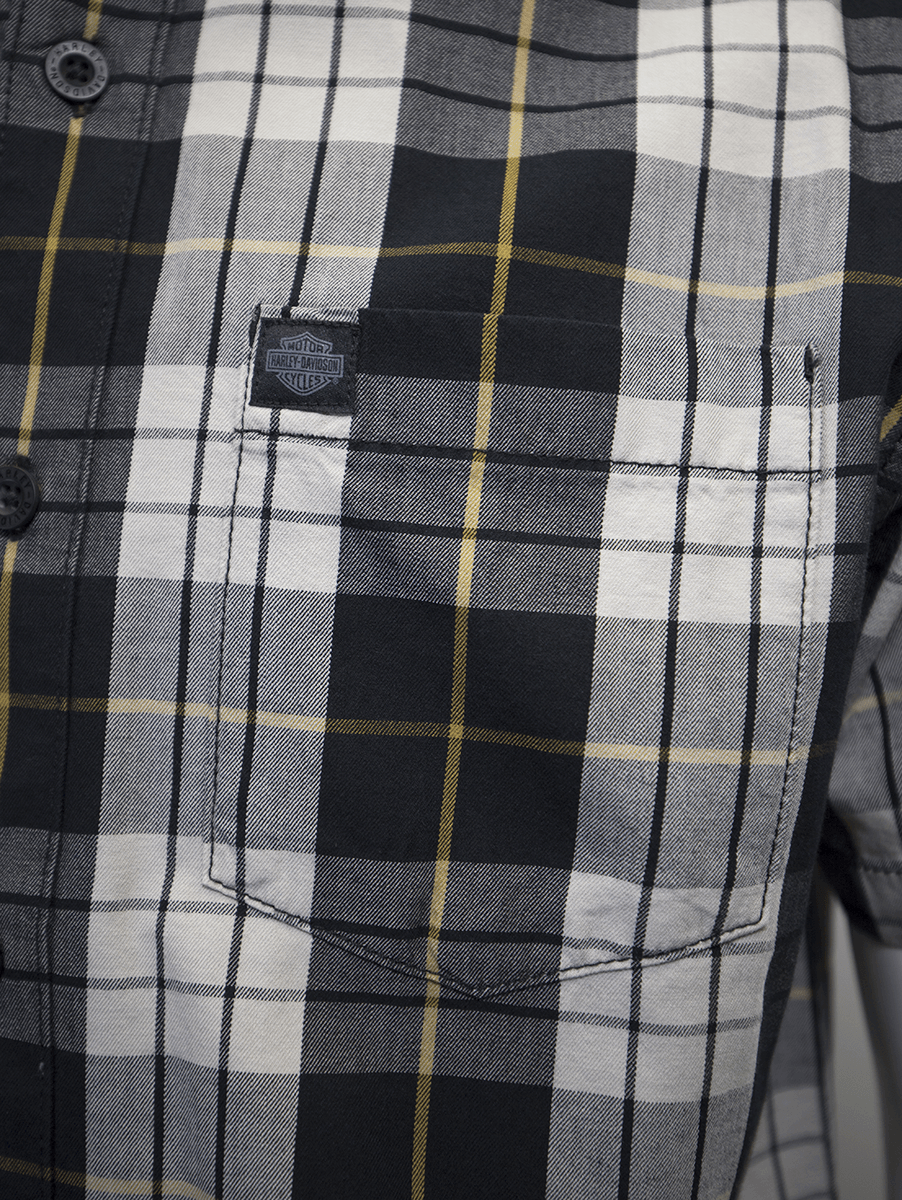 HD Branded Men's Navy Grey Yellow S/S Woven Shirt (S02)