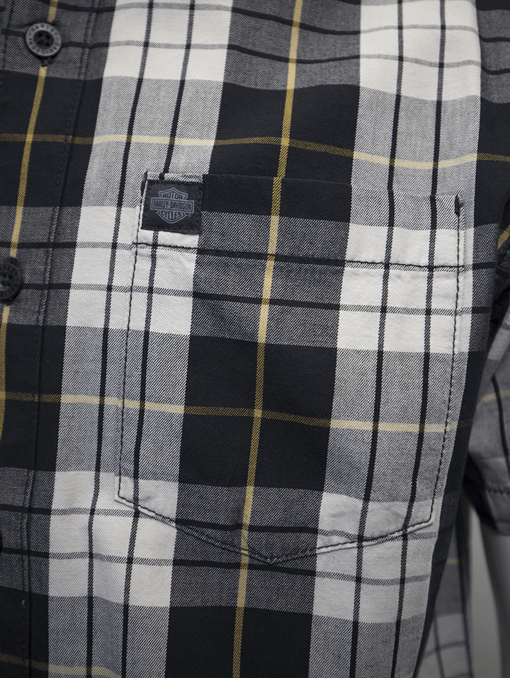 HD Branded Men's Navy Grey Yellow S/S Woven Shirt (S02)