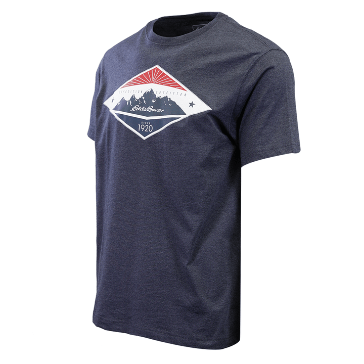 Eddie Bauer Men's 2 Pack Navy Graphic & Grey Crew S/S T-Shirt (S01)