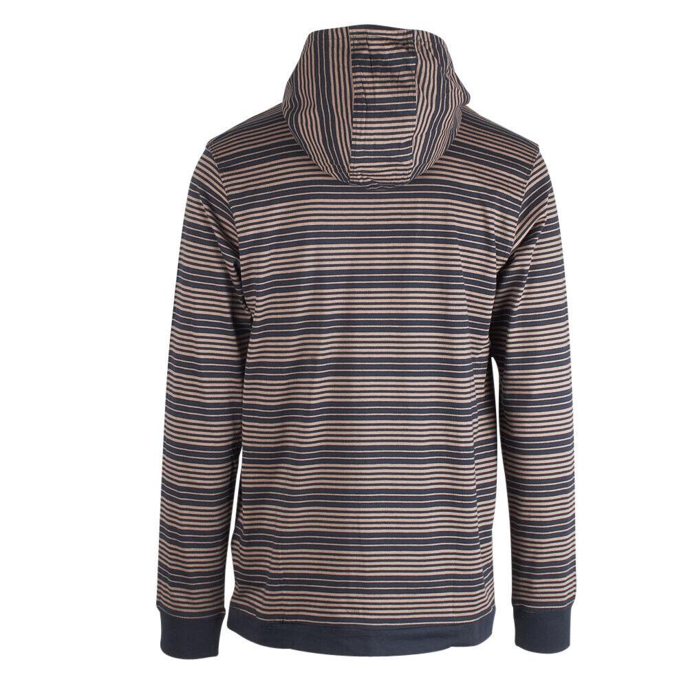 Volcom Men's Navy Tan Striped Light Weight L/S Pullover Hoodie