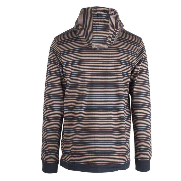 Volcom Men's Navy Tan Striped Light Weight L/S Pullover Hoodie