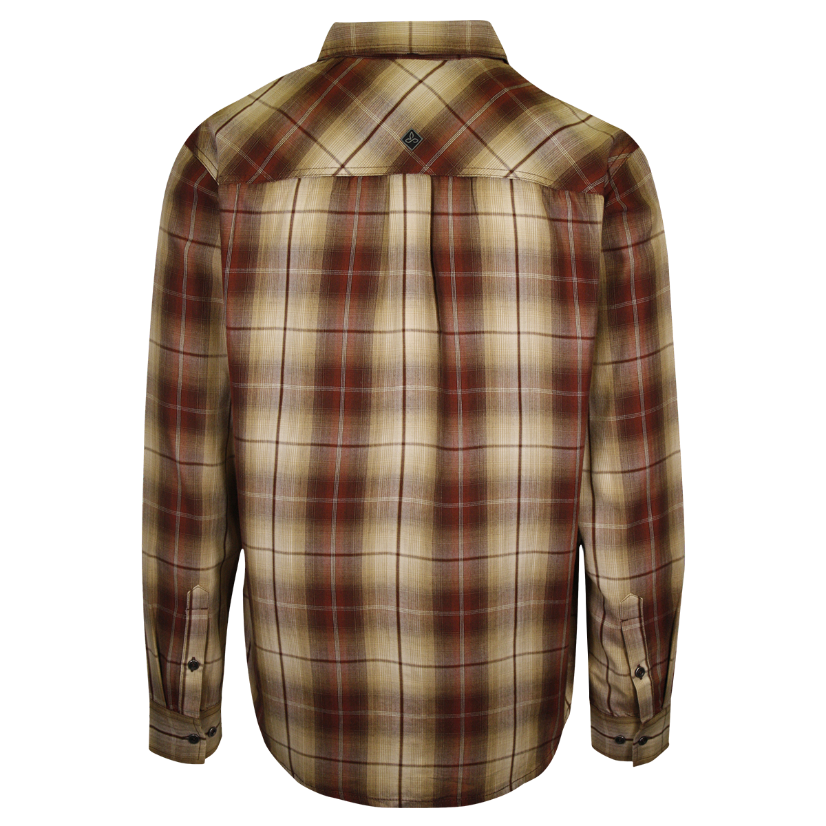 prAna Men's Red Brown Gold Cream Plaid L/S Woven Shirt (S56)
