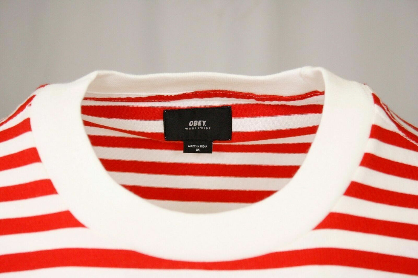 OBEY Men's Red Amoeba Striped S/S T-Shirt (S01C)