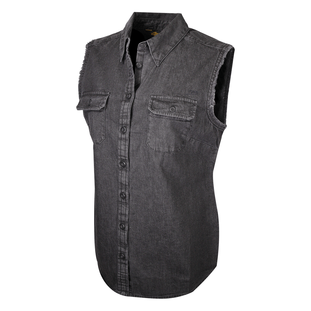 HD Branded Women's Charcoal Vest w/ Back Logo Sleeveless Vest