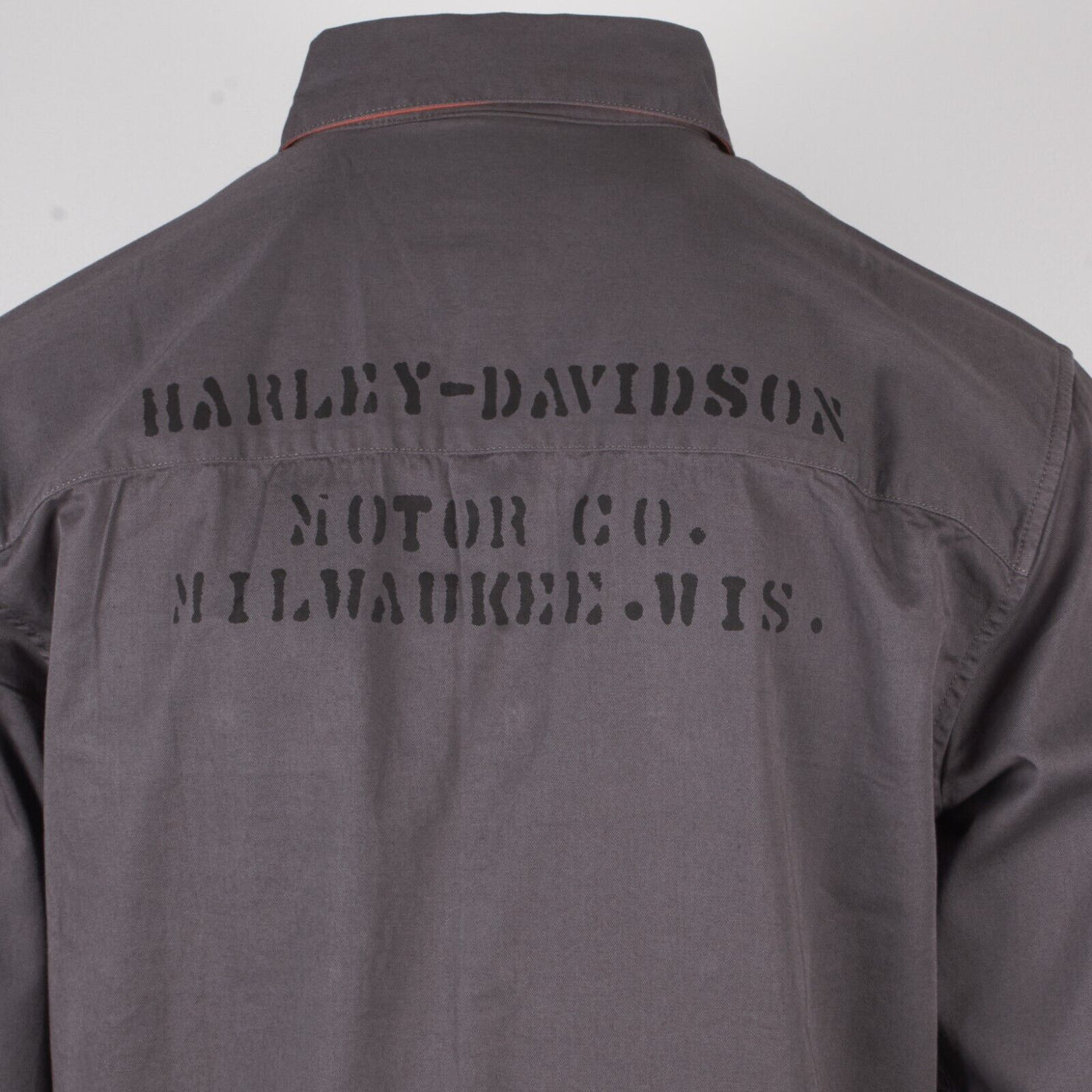 Harley-Davidson Men's Steel Blue Stencil L/S Woven Shirt (S46)